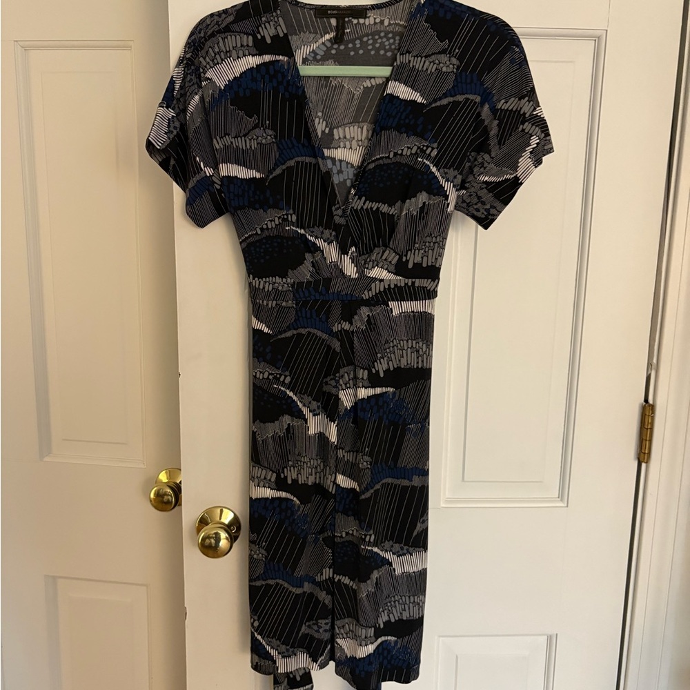 BCBGMaxAzria Black and Blue Patterned Dress